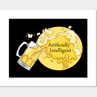 Funny Artificial Intelligence Spilled Beer Drinking Color Posters and Art